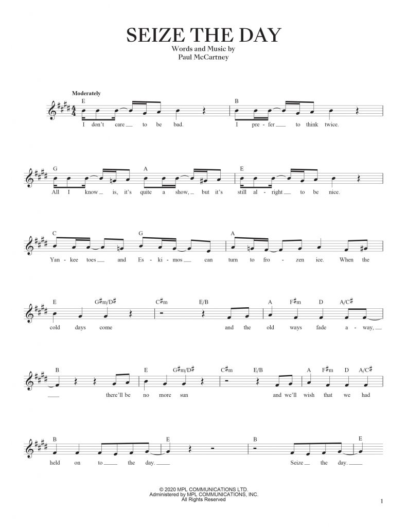 seize the day sheet music